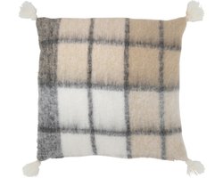 J-Line kussen Pompom - polyester - beige