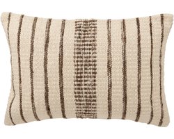 J-Line kussen Rechthoek Gestreept - katoen - ecru/donkerbruin