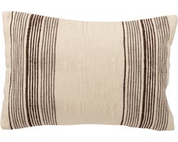 J-Line kussen Rechthoek Gestreept - katoen - ecru/donkerbruin
