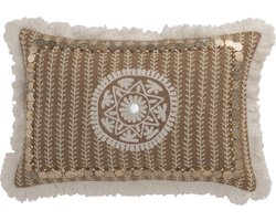 J-Line kussen Rechthoekig Patroon - jute - naturel/beige