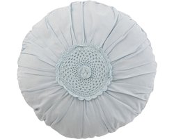 J-Line kussen Rond Kant - katoen - blauw