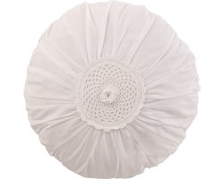 J-Line kussen Rond Kant - katoen - wit