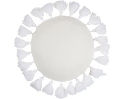 J-Line kussen Rond Kwast - polyester - wit