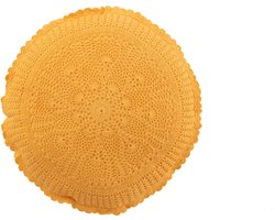 J-Line kussen Rond Mia Kant - katoen - oker