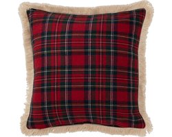 J-Line kussen Ruit Famille - polyester - rood/groen