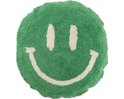 J-Line kussen Smiley Getuft - katoen - groen/wit