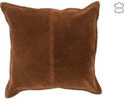 J-Line kussen Stiksel Vierkant - leer - cognac