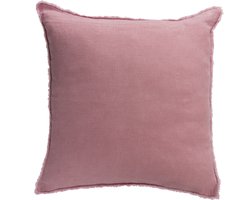 J-Line kussen Stonewashed - linnen - oud roze