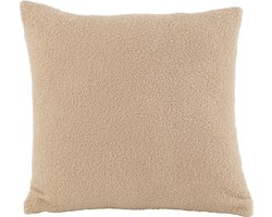 J-Line kussen Teddy Bouclé - polyester - donkerbeige