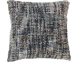 J-Line kussen Tweed - acryl/katoen - blauw/wit