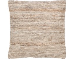 J-Line kussen Tweekleurig Weefsel - wol - beige