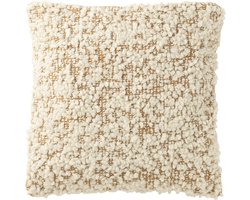 J-Line kussen vierkant bouclé - katoen/polyester -camel/creme