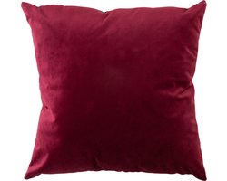 J-Line kussen Vierkant - fluweel - rood/bordeaux
