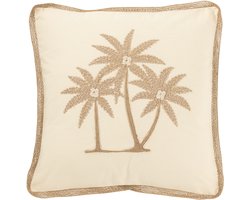 J-Line kussen Vierkant Palmbomen - katoen - creme/beige
