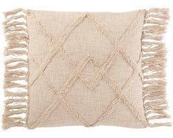 J-Line kussen Vierkant Ruit - katoen/polyester - creme