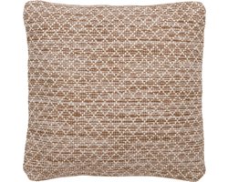 J-Line kussen Vierkanten Outdoor - polyester - bruin/wit