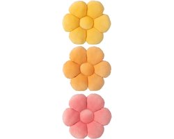 J-Line kussen voor kinderen - polyester - roze/oranje - set van 3