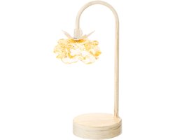 J-Line lamp Bloem - ijzer/glas - geel/wit - small - LED lichtjes