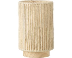 J-Line lamp Cilinder - metaal/katoen - naturel - small - LED lichtjes