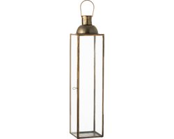 J-Line lantaarn Hoog Antiek - glas/ijzer - brons - small