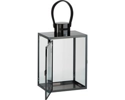 J-Line lantaarn Rechthoekig - metaal/glas - zwart
