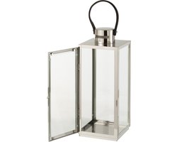 J-Line lantaarn Vierkant - metaal/glas - zilver