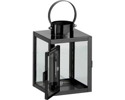 J-Line lantaarn Vierkant - metaal/glas - zwart