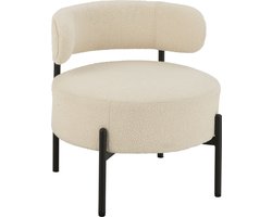 J-Line Loungestoel Boucle Multiplex/Polyester Wit/Zwart