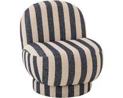 J-Line loungestoel Gestreept - textiel - blauw/gebroken wit