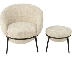 J-Line loungestoel + poef - ijzer - beige/zwart