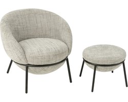 J-Line loungestoel + poef - ijzer - grijs/zwart