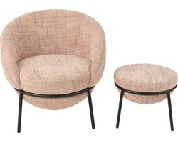 J-Line loungestoel + poef - ijzer - roze/zwart