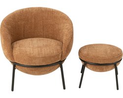 J-Line loungestoel + poef - ijzer - terracotta/zwart