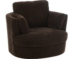 J-line - Loungestoel Swiv Populierenhout/schuim Donker Bruin - 109x100x89cm