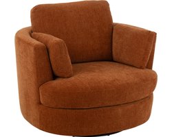 J-line - Loungestoel Swiv Populierenhout/schuim Roest - 109x100x89cm