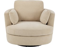 J-Line loungestoel Swiv - populierenhout/schuime - hout - beige