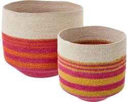 J-Line mand Gestreept - zeegras - mix - set van 2