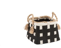 J-line Mand Jute Textiel Zwart/Ecru H31 x 34 CM