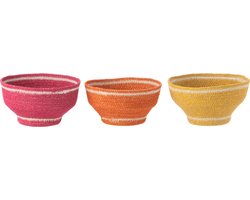 J-Line mand Kom - zeegras - roze/orange/geel - 3 stuks
