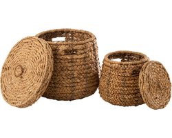 J-Line mand Maurice Waterhyacint - jute - naturel - 2 stuks