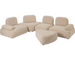 J-Line Modulaire bank Olivia - multiplex/stof - ecru - set van 5