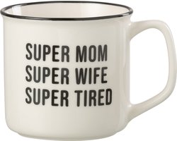 J-Line mok Bericht Super - porselein - wit/zwart