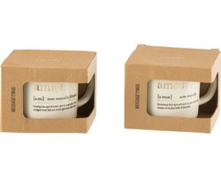 J-Line mok Boodschap Amour Ami - keramiek - goud - 2 stuks