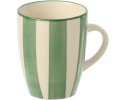 J-Line mok Gestreept - keramiek - groen/wit - 6 stuks