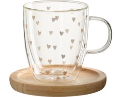 J-Line mok Hart - glas - transparant/goud