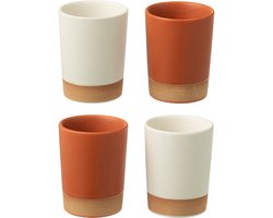 J-Line mok - keramiek - oranje/wit - doos van 4