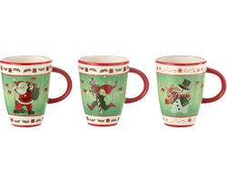 J-Line mok kerstmis Dolomite - keramiek - mix - 3 stuks