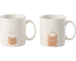 J-Line mok Kittens - keramiek - goud - 2 stuks