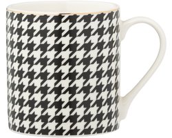 J-Line mok Pied-Poule - porselein - wit/zwart