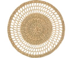 J-Line onderlegger Rond - zeegras - naturel - 6 stuks